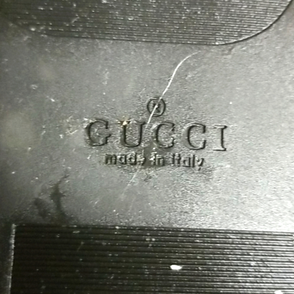 Gucci Vintage Black Leather Ankle Boots Made in Italy W Red Embroidery Size 6.5 - Picture 9 of 16